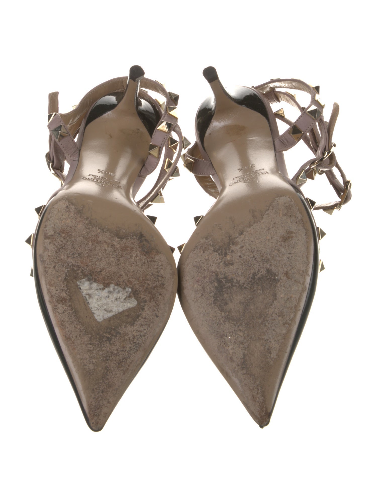 Valentino Rockstud Accents Patent Leather T-Strap Pumps